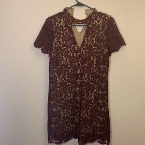Altar’d state lace shift dress, maroon/burgundy size small